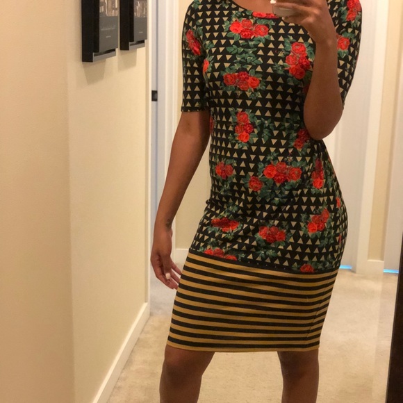 Lularoe Stripped /Floral Julia Dress - Picture 2 of 2